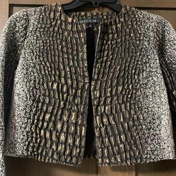 Lafayette 148 New York Vintage 2012 Wool Embossed Hook Closure Jacket Size 2 - Picture 2 of 7